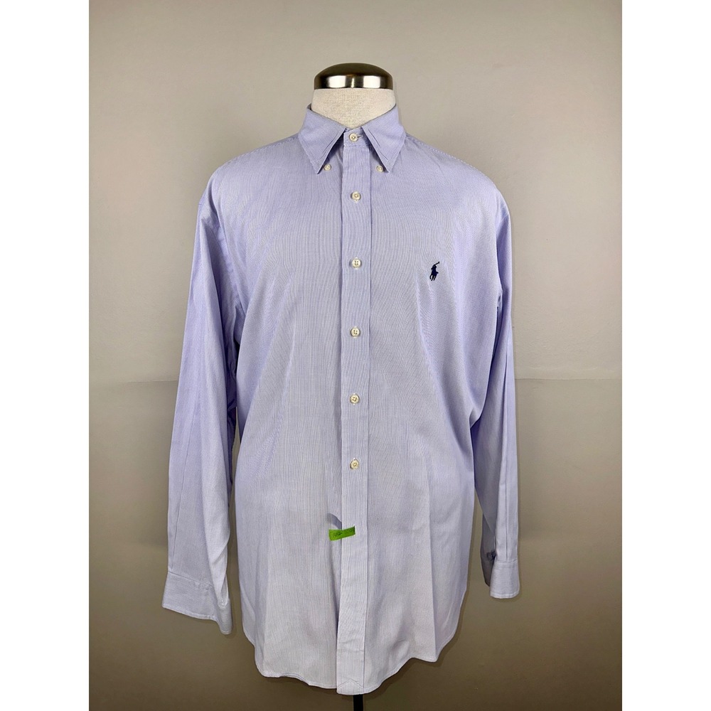 Ralph‎ Lauren Yarmouth Button Down Mens Blue Stripe Excellent Long Sleeve